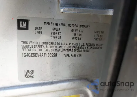 2010 Buick Lacrosse Cxs z USA, uszkodzony, nr VIN 1G4GE5EV4AF108990